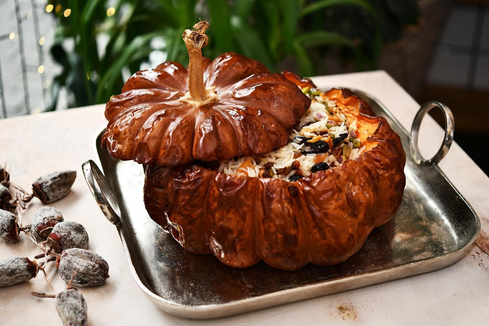 Pumpkin with sweet pilaf