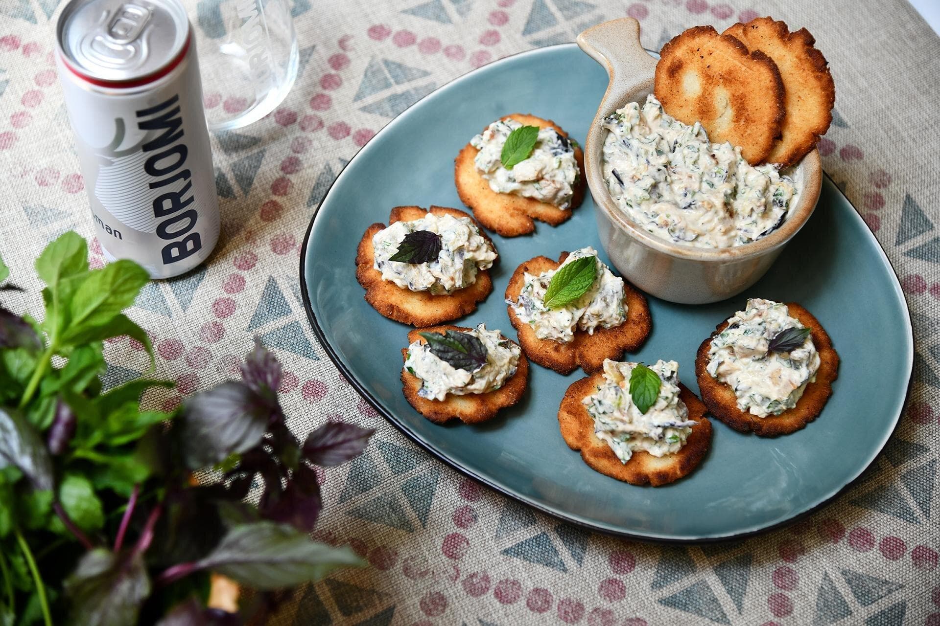 Eggplant Borani on Mchadi Chips